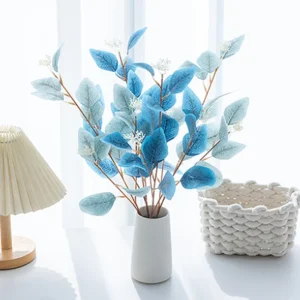 Artificial Plants Fake Leaves Three Pronged Eucalyptus Bonsai WeddingHome Decoration Indoor Dining Table Decoration Fake Potted