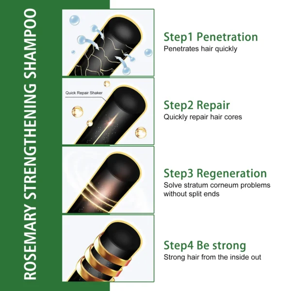 Rosemary Shampoo Anti Hair Loss Fluffy Hair Oil Control Nourish Scalp Repair Dry Frizzy Damaged Hair Strengthening Roots Shampoo - Image 4