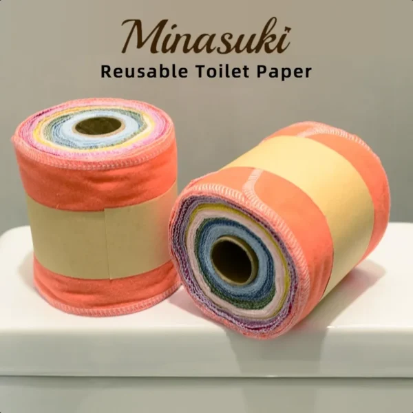 Reusable Toilet Paper Cotton Flannel Reusable Bidet TowelsAbsorbent Washable Paper Towels roll 32 Pcs Washable and ReRollable C - Image 4