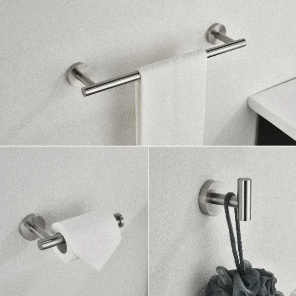 3Piece Bathroom Hardware Set with Toilet Paper Holder Towel Ring Adjustable Towel Bar Wall Mount Bath Accessory Set RT - Image 7