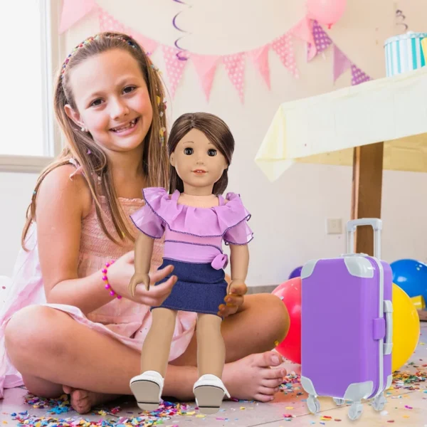 18Inch Doll Clothes Purple Coat Lovely Travel Suitcase Set American OG Girl Doll Outfit Hoodie Jacket Baby Toys Wear Girl's Gift - Image 2
