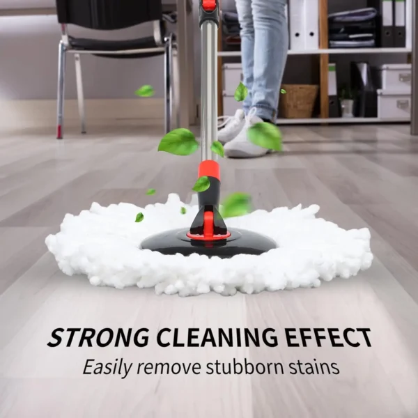 Spin Mop and Bucket Wring System Sets with 3 Microfiber Pads, 61" Extended Handle with Wheels Cleaning Tools Rotating Floor Mop - Image 2
