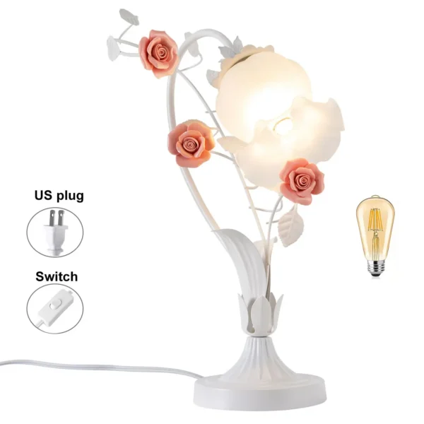 Pink Rose Decorative Lamp - Glass Shade LED Lighting, E26 Bulb for Home & Gifts - Image 6