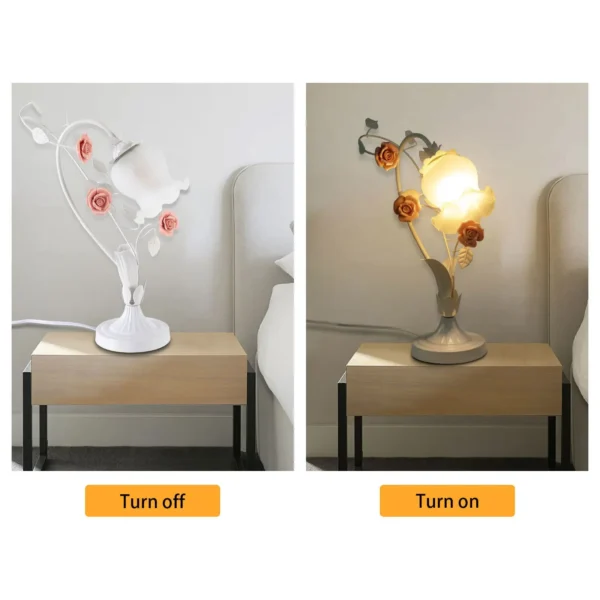 Pink Rose Decorative Lamp - Glass Shade LED Lighting, E26 Bulb for Home & Gifts - Image 5