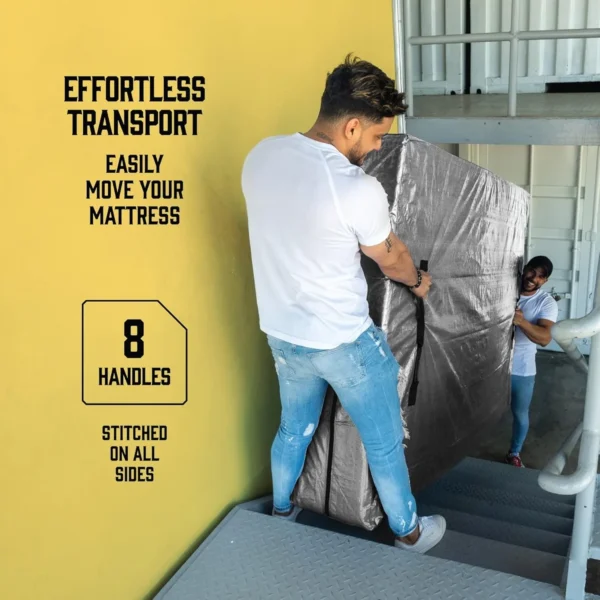 Mattress Bags for Moving with 8 Handles - King Size - Extra-Thick Mattress Bag for Moving - Reusable Mattress Storage Bag - Image 3
