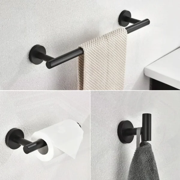 3Piece Bathroom Hardware Set with Toilet Paper Holder Towel Ring Adjustable Towel Bar Wall Mount Bath Accessory Set RT - Image 8