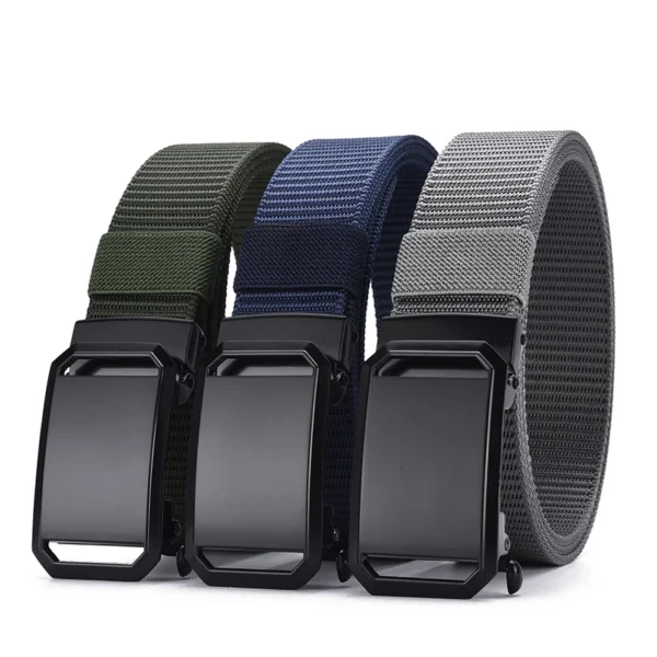 Men's Nylon Braided Belt Automatic Buckle Daily Commute Outdoor Multifunctional Breathable Lightweight Belt - Image 5