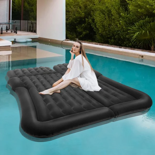 Universal Inflatable Car Bed Mattress Set w Air Pump Foldable Flocking Air Cushion for  Trunk Back Seat Camping Travel Sleeping - Image 6