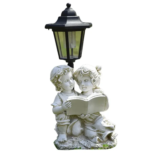 Solar Powered Hexagonal Decorative Lamp Resin Hexagonal Night Light Animal/Child/Gnome Cute Sculpture Lamp Courtyard Decoration - Image 12