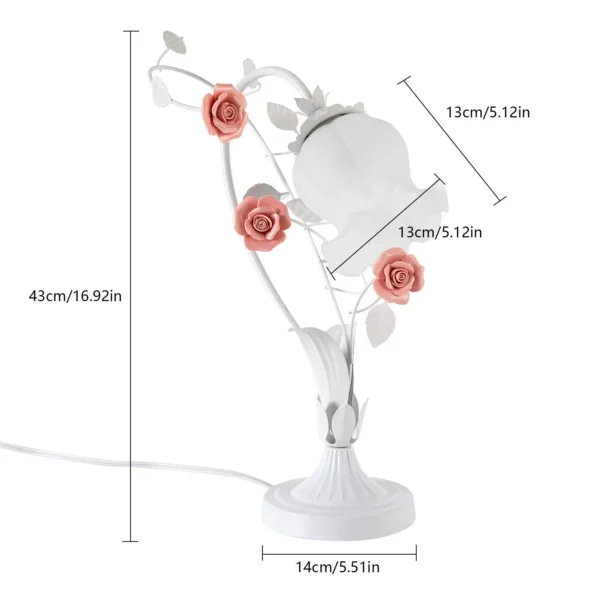 Pink Rose Decorative Lamp - Glass Shade LED Lighting, E26 Bulb for Home & Gifts - Image 4