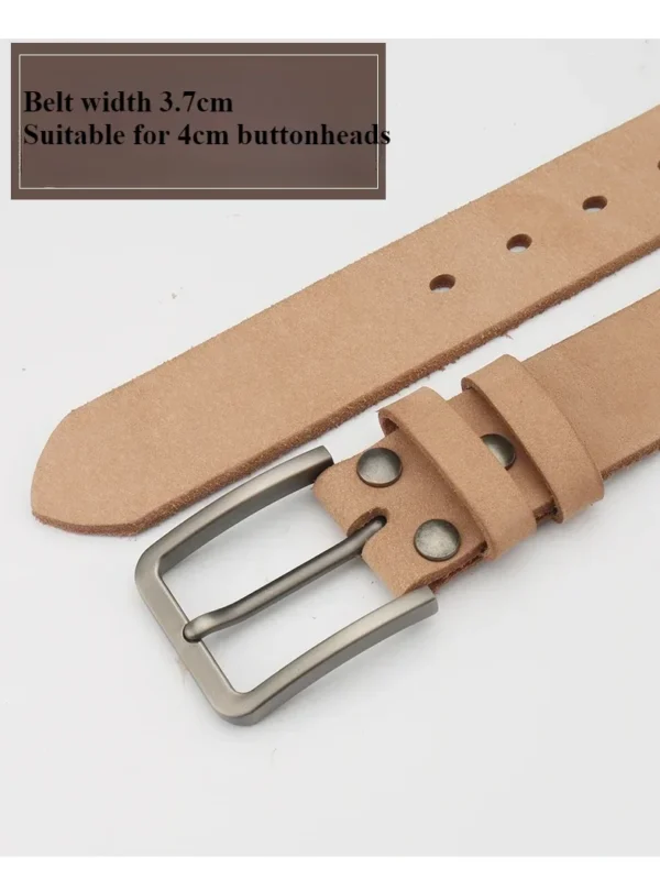 Leather Belt for Men Made From Genuine Whole Cowhide, Trimmed Edge Belt, Cowhide in Natural Color, Casual and Retro Style, - Image 2