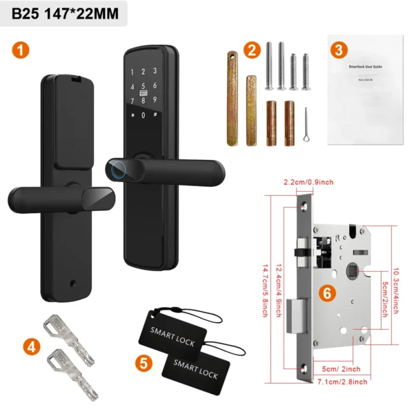 TUYA Fingerprint Door Lock Keyless Electronic Smart Lock NFC Keypad APP Password KEY Biometric Reversible Handle For Home office - Image 8