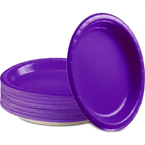 Paper Dinner Plates Purple 8 1 2 Inches Paper Plates Disposable Strong and Sturdy Disposable Plates for Party Dinner Holiday Pi