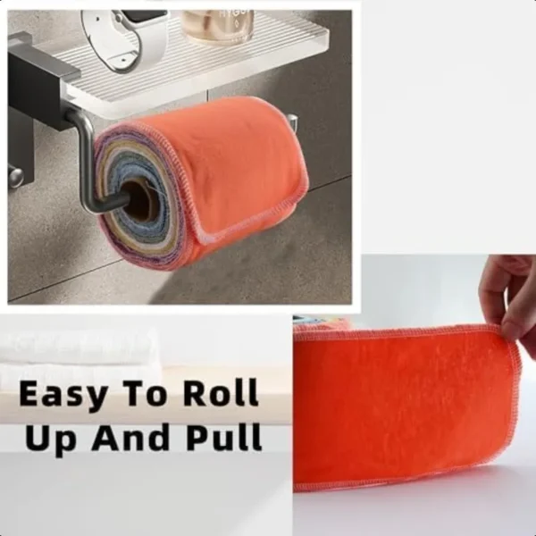 Reusable Toilet Paper Cotton Flannel Reusable Bidet TowelsAbsorbent Washable Paper Towels roll 32 Pcs Washable and ReRollable C - Image 5