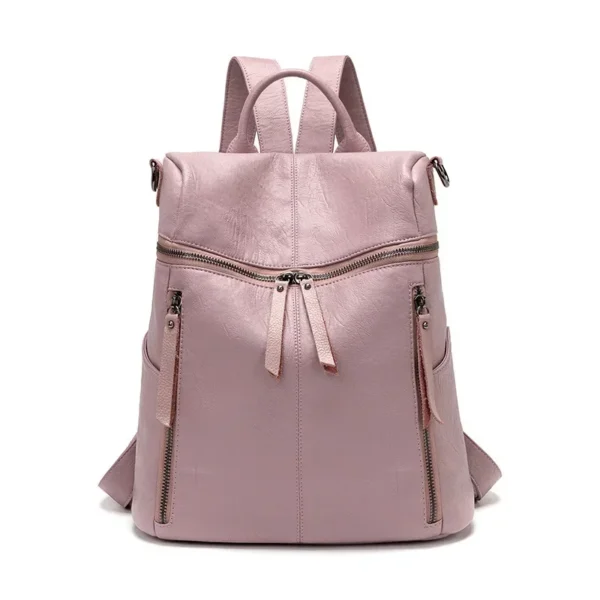 Backpack girls Korean fashion all-match soft leather cowhide leather backpack school bag dual-use pouch bags for women - Image 6