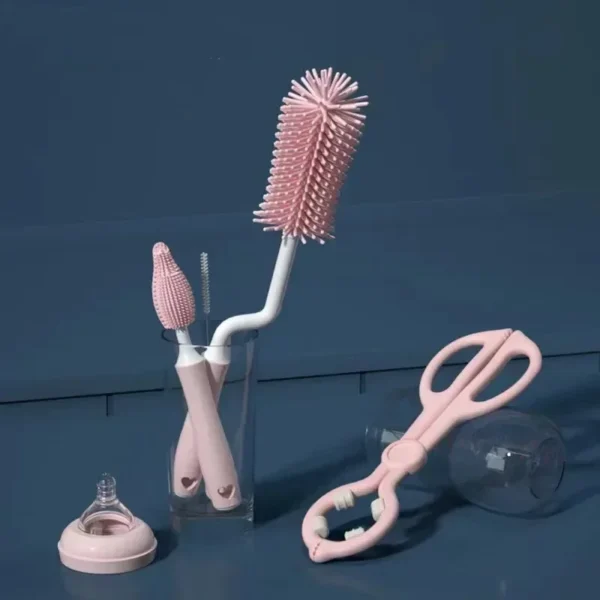 Silicone Bottle Cleaning Brush Baby Pacifier Straw Scrubber Small Brush 360 Degree Glass Cup Washing Kitchen Cleaning Tool Set - Image 3
