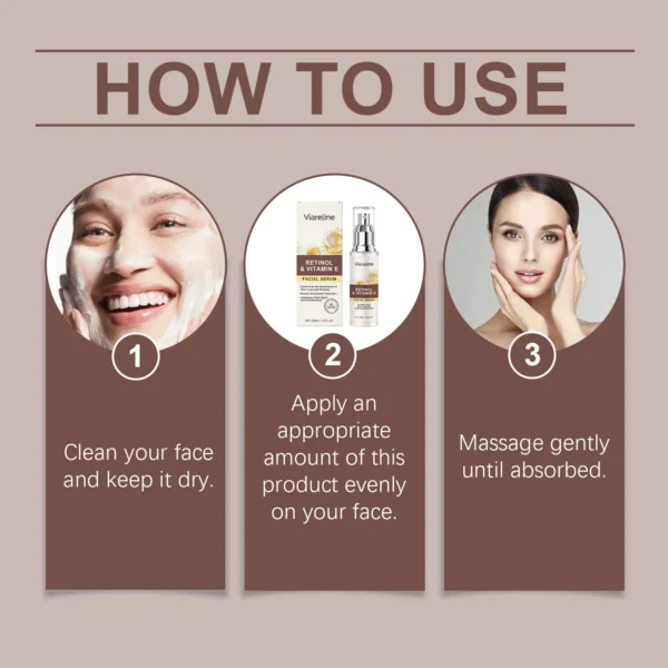 Viareline Retinol Facial Serum Gentle Hydrating Remove Dark Spots Fade Fine Lines Lasting Booster Glowing Daily Skin Face Serum - Image 5