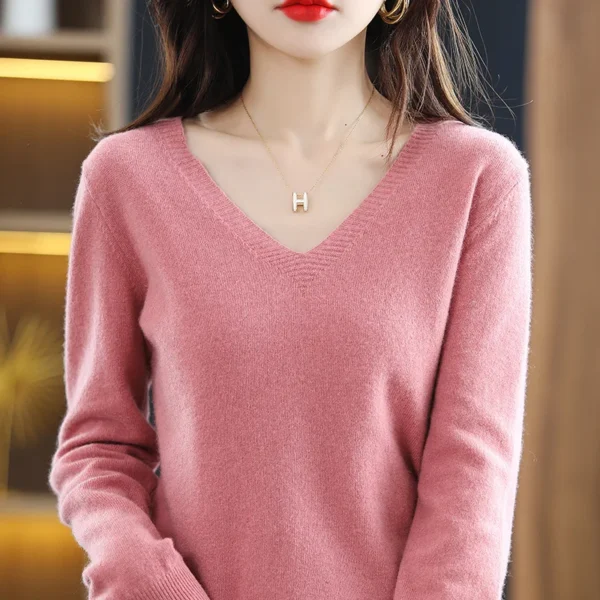Women Sweater 2025 Spring Autumn Warm Winter Slim Fit Bottoming Shirt  V-neck Korean Knitted Tops Casual High Strecth Jumpers - Image 12