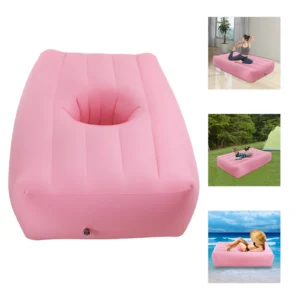 (Pink) PVC Inflatable Bed Mattress, Post Surgery Recovery Bed with Hole & Electric Air Pump, for Post-Surgery Recovery, Outdoor