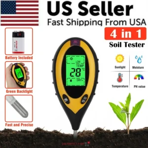 4-in-1 LCD Digital Soil Tester for PH Water Moisture Temperature Sunlight-Household Thermometer for Plant Care