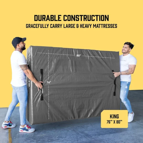 Mattress Bags for Moving with 8 Handles - King Size - Extra-Thick Mattress Bag for Moving - Reusable Mattress Storage Bag - Image 4