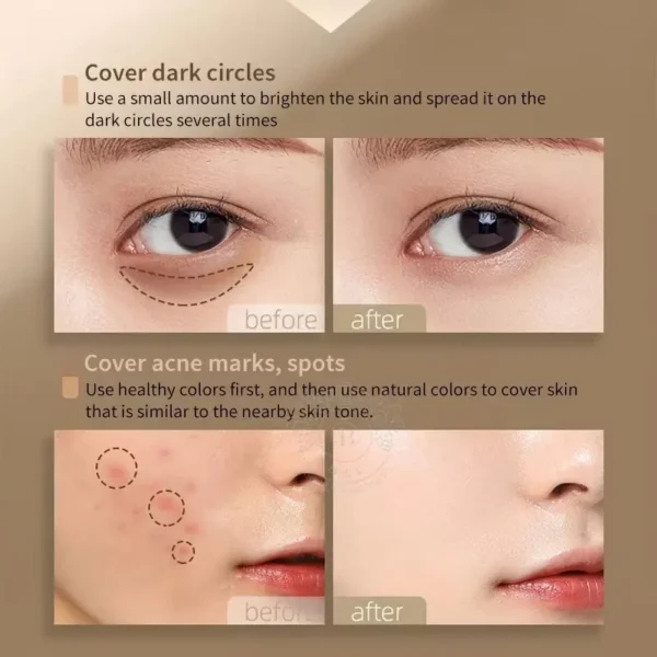 2PCS 3color Concealer Palette Correct Dark Circles Spots Concealer Waterproof No Creasing/Separation Long-lasting Natural Makeup - Image 2