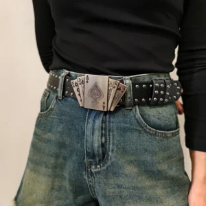Western Black Belt for Men and Women Poker Rivet Belts Male Fashion Leisure Punk Accessories wide Jeans Waistband Men's Gifts