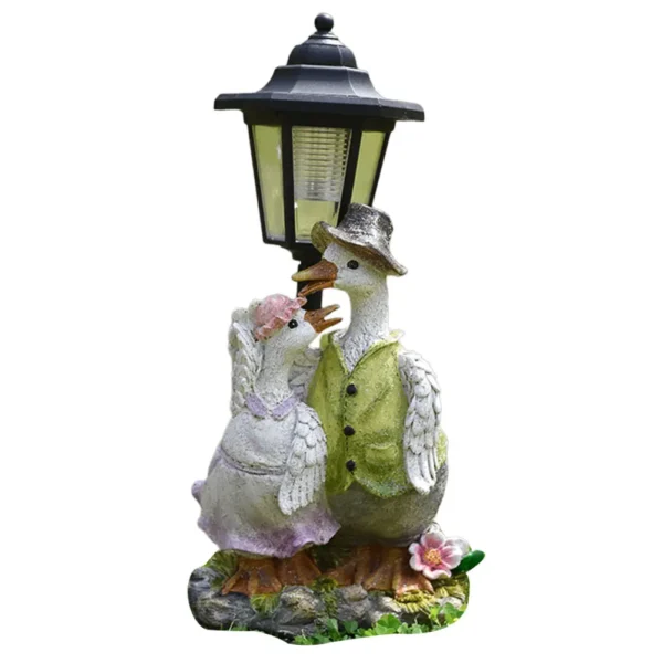 Solar Powered Hexagonal Decorative Lamp Resin Hexagonal Night Light Animal/Child/Gnome Cute Sculpture Lamp Courtyard Decoration - Image 10