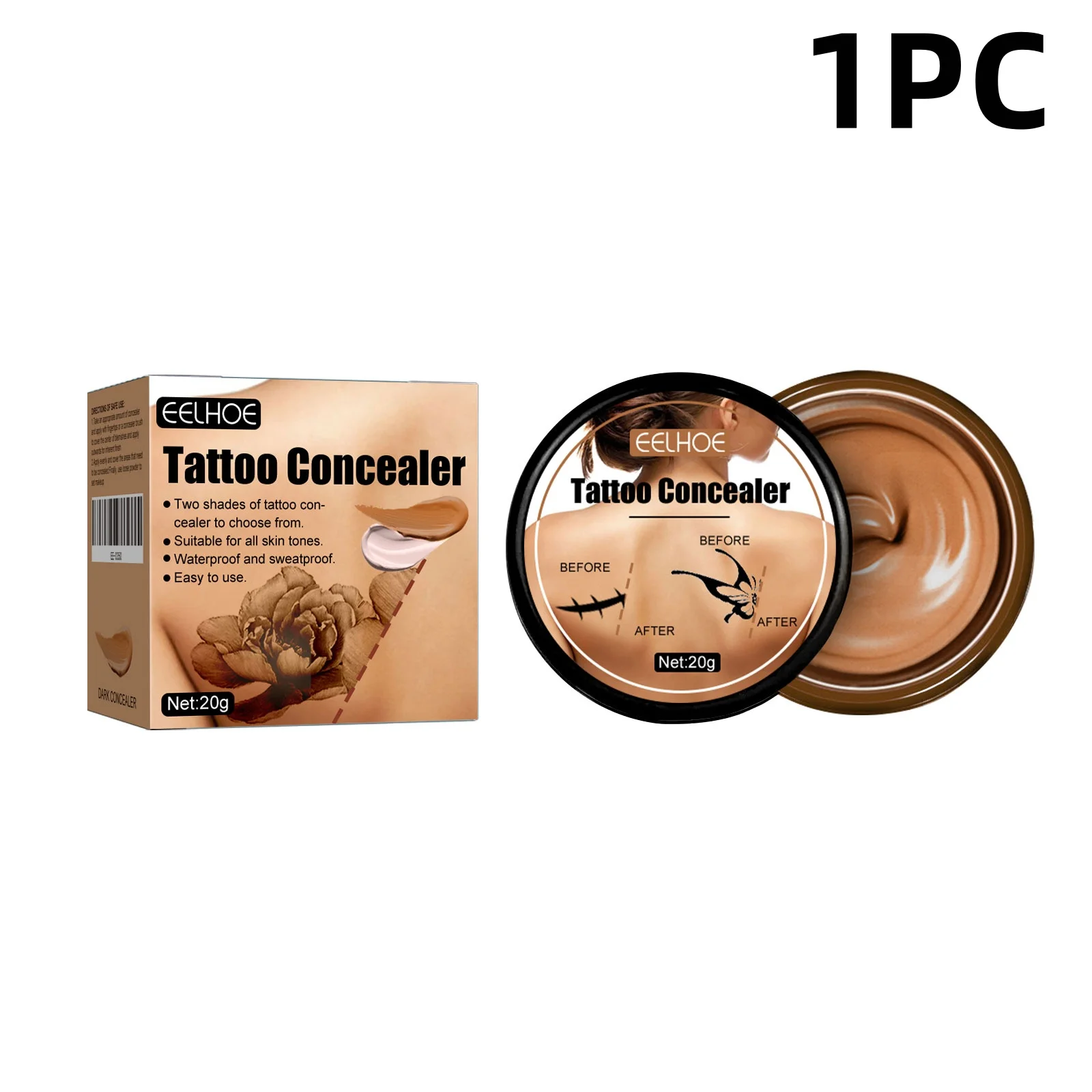 Tattoo Concealer 2 Color Waterproof Cover Up Stick, Brightening & Invisible for Tattoos, Long Lasting, Natural Look, 20g - Image 8