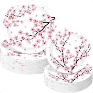 100 Pack Wild Floral Paper Plates Flower Dinner Decoration 9" and 7" Disposable Watercolor Dessert Plates for Wedding Birthday