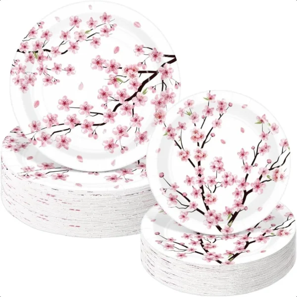 100 Pack Wild Floral Paper Plates Flower Dinner Decoration 9" and 7" Disposable Watercolor Dessert Plates for Wedding Birthday