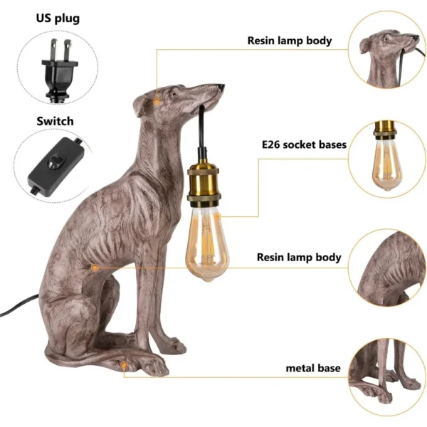 Resin Dog Table Light Modern Dog Desk Light Fixture E26 for Dining Living Room Bedroom Bar Cafe Decorative Lamp - Image 5
