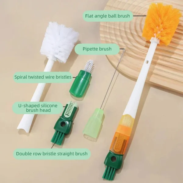 5 In 1 Water Bottle Cleaning Brush Bottle Gap Cleaner Mug Cup Washing Brush Kitchen Cleaning Tool  Baby Bottle Brush - Image 5