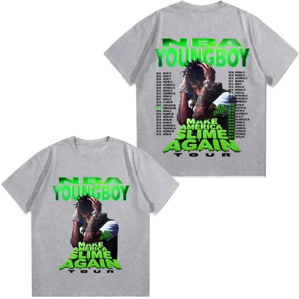 YoungBoy Never Broke Again 2025 Tour T-shirts 2025 Hip Hop Vintage Top Oversized Streetwear Women Men High Quality Cotton Tshirt - Image 2