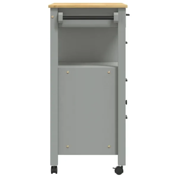 Sturdy Kitchen Utility Cart Solid Pine Wood Construction 33.1x15.7x35.4 inches Multi-Purpose Storage Trolley - Image 6