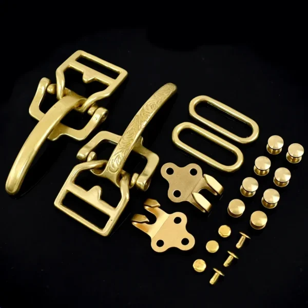 40mm Belt Buckle for Men Solid Brass Cavalry Waistband Buckles Rivet Screws Belts Clip Clasp Leather Band Head  Hook Accessories - Image 5