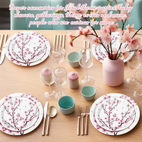 100 Pack Wild Floral Paper Plates Flower Dinner Decoration 9" and 7" Disposable Watercolor Dessert Plates for Wedding Birthday - Image 3