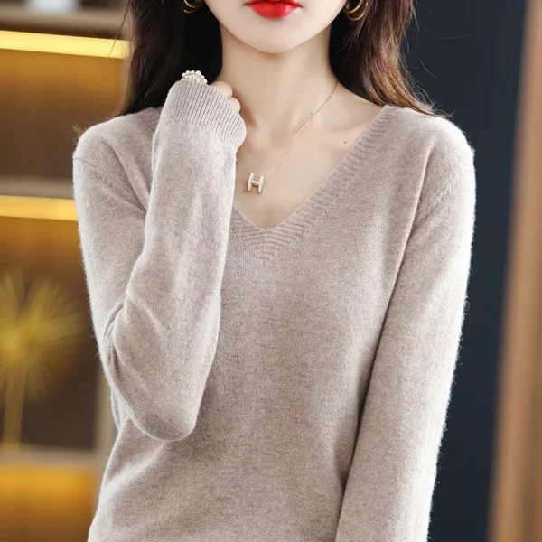 Women Sweater 2025 Spring Autumn Warm Winter Slim Fit Bottoming Shirt  V-neck Korean Knitted Tops Casual High Strecth Jumpers - Image 2