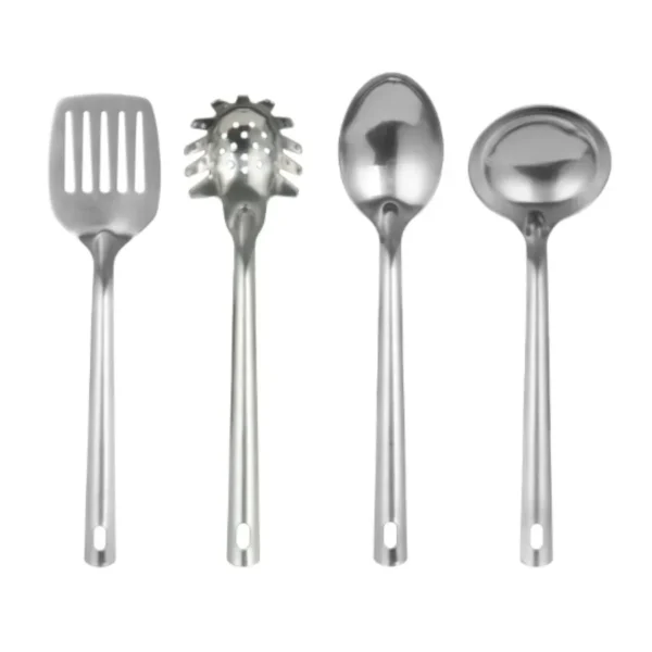 Mainstays Stainless Steel 4-Piece Kitchen Utensil Set Spatula Slotted Spoon Ladle and Pasta Spoon