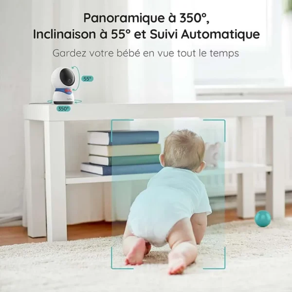 BOIFUN 1080P 5" Baby Monitor Camera, PTZ 355°Camera Baby Motion Monitoring and Automatic Tracking, Monitor and Smartphone - Image 3
