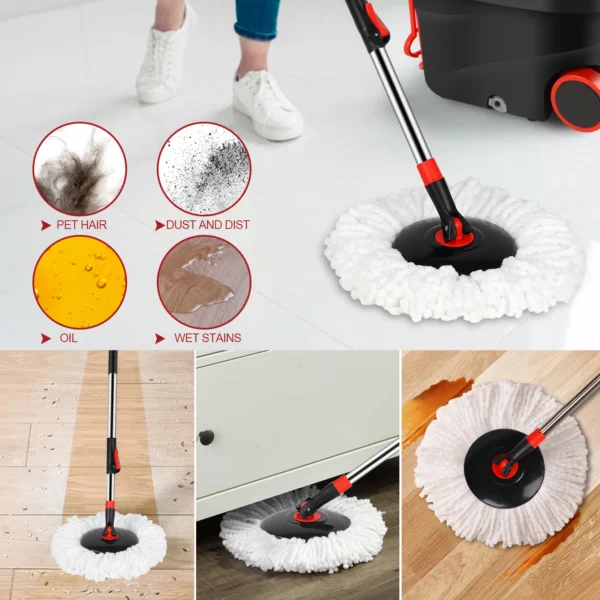 Spin Mop and Bucket Set Replacement Heads, 4/8 peices Microfiber Refill s for Choose, Dual Use of Dry and Wet - Image 5