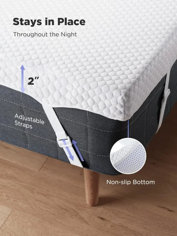 2/3/4 Inch Gel Memory Foam Mattress Topper for Pressure Relief, Premium Soft Mattress Topper for Cooling Sleep, Non-Slip Design - Image 6