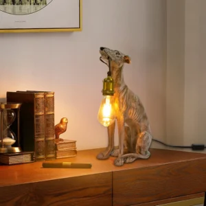 Resin Dog Table Light Modern Dog Desk Light Fixture E26 for Dining Living Room Bedroom Bar Cafe Decorative Lamp