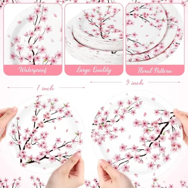 100 Pack Wild Floral Paper Plates Flower Dinner Decoration 9" and 7" Disposable Watercolor Dessert Plates for Wedding Birthday - Image 2