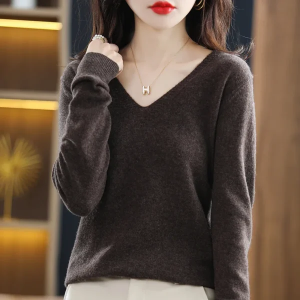 Women Sweater 2025 Spring Autumn Warm Winter Slim Fit Bottoming Shirt  V-neck Korean Knitted Tops Casual High Strecth Jumpers - Image 4