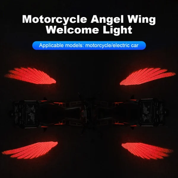 2Pcs Motorcycle Angel Wing LED Lamp Waterproof LED Welcome Light 8-30V Projector Angels Wing Motorcycle Modified Decorative Lamp - Image 4