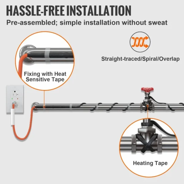 SelfRegulating Pipe Heating Cable 15FT 5W FT Heat Tape with Thermostat - Image 6
