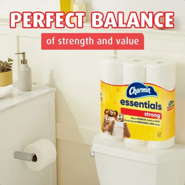 Essentials Strong Toilet Paper 9 Mega Rolls = 36 Regular Rolls - Image 4