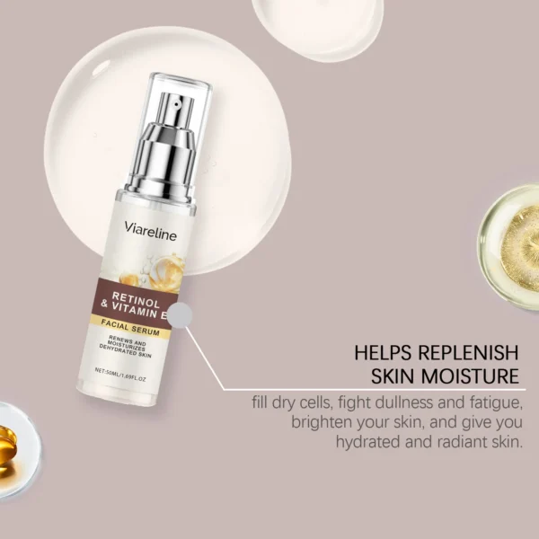 Viareline Retinol Facial Serum Gentle Hydrating Remove Dark Spots Fade Fine Lines Lasting Booster Glowing Daily Skin Face Serum - Image 4