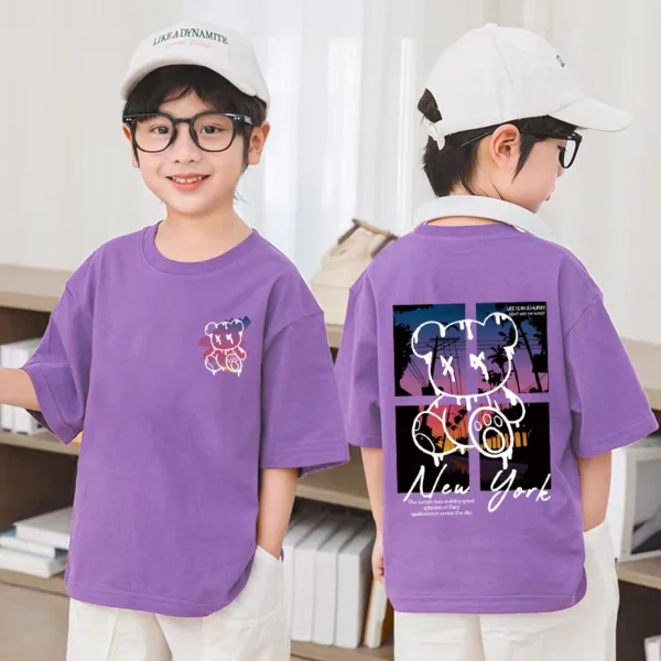 Korean Children's Clothes 2025 Summer Tops Art New York City Graphic T Shirts Cotton Baby Boys Short Sleeves Shirt Kids Clothes - Image 3